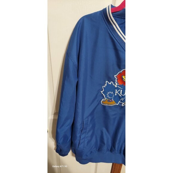 Vintage Kansas Jayhawks Pro Edge Pullover Windbreaker Jacket Mens L Blue KU NCAA - Picture 3 of 8